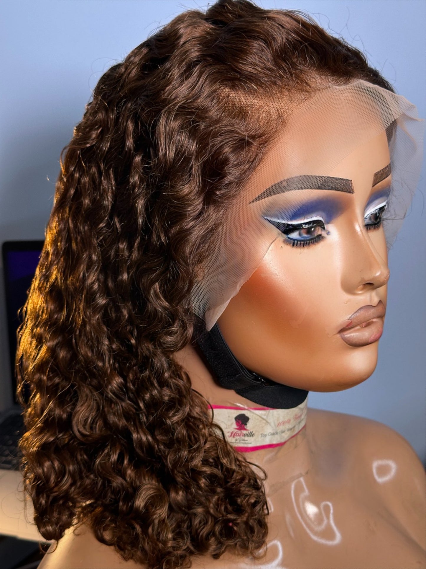 Glueless 13x4 Chestnut Dark Brown Lace Front Deep Wave Glueless Wig Pre Plucked Human Hair Wig
