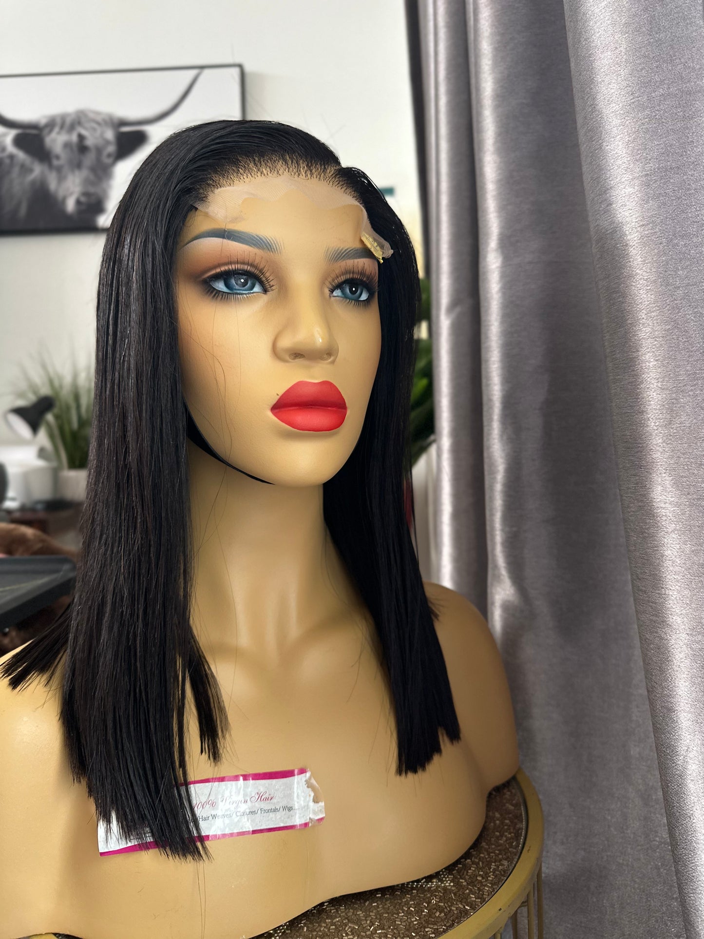 16” Lob Super Double Drawn Baby Thin Bone Straight 270g Mini Frontal (5*5) Wig