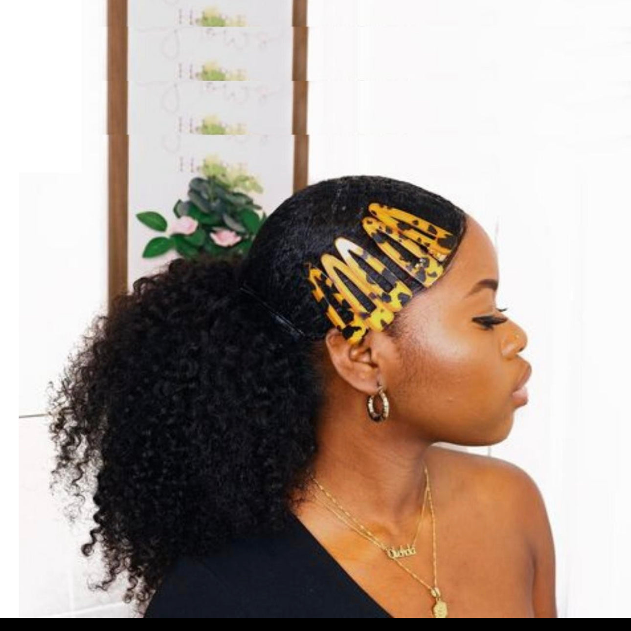18” Natural Girl’s Human Hair Kinky Ponytail Curly Clip in Hair type 4c
