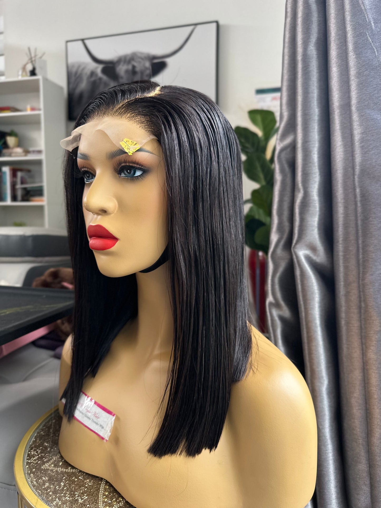 16” Lob Super Double Drawn Baby Thin Bone Straight 270g Mini Frontal (5*5) Wig