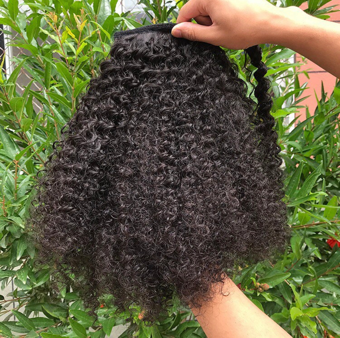 18” Natural Girl’s Human Hair Kinky Ponytail Curly Clip in Hair type 4c