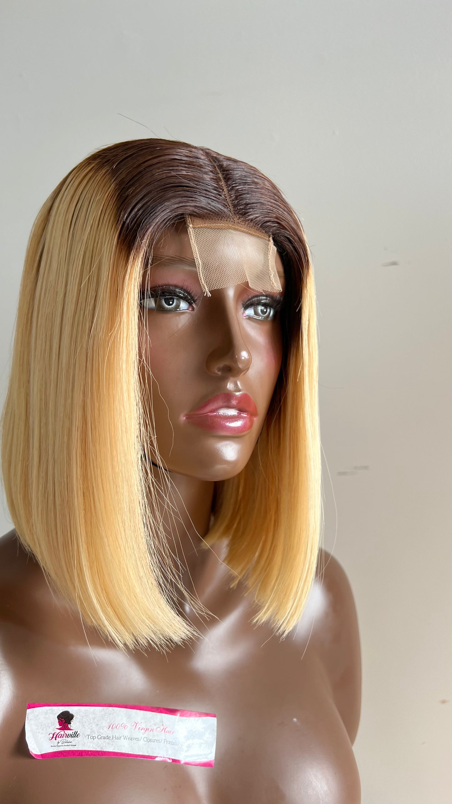 10" Leslie Blonde Bone straight Closure Wig