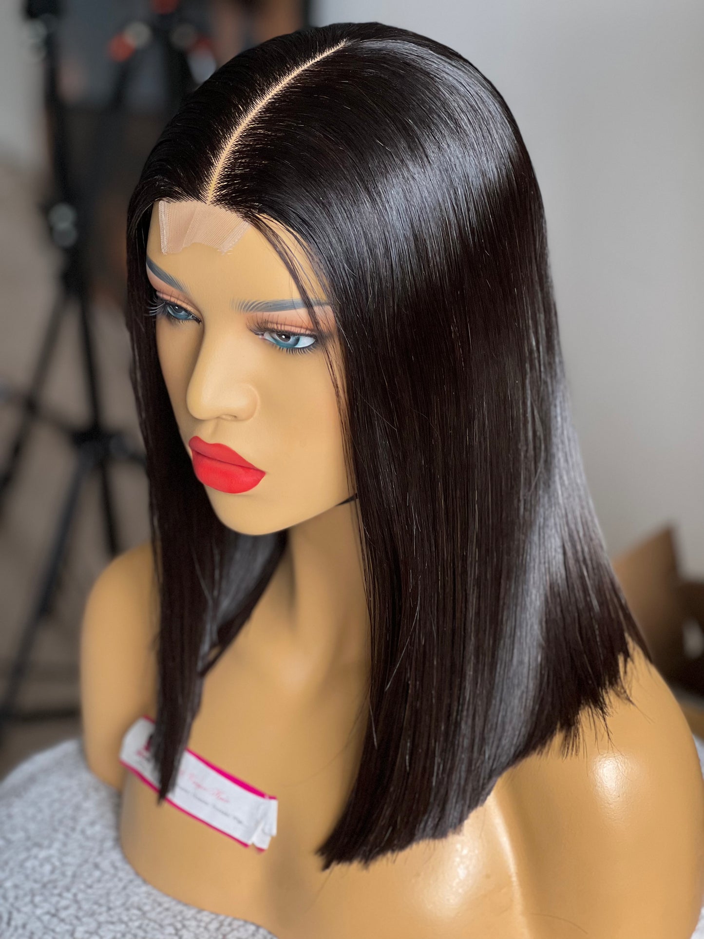 14” SOPHIE BOB KIM K BONE STRAIGHT CLOSURE WIG RAW HUMAN HAIR WIG