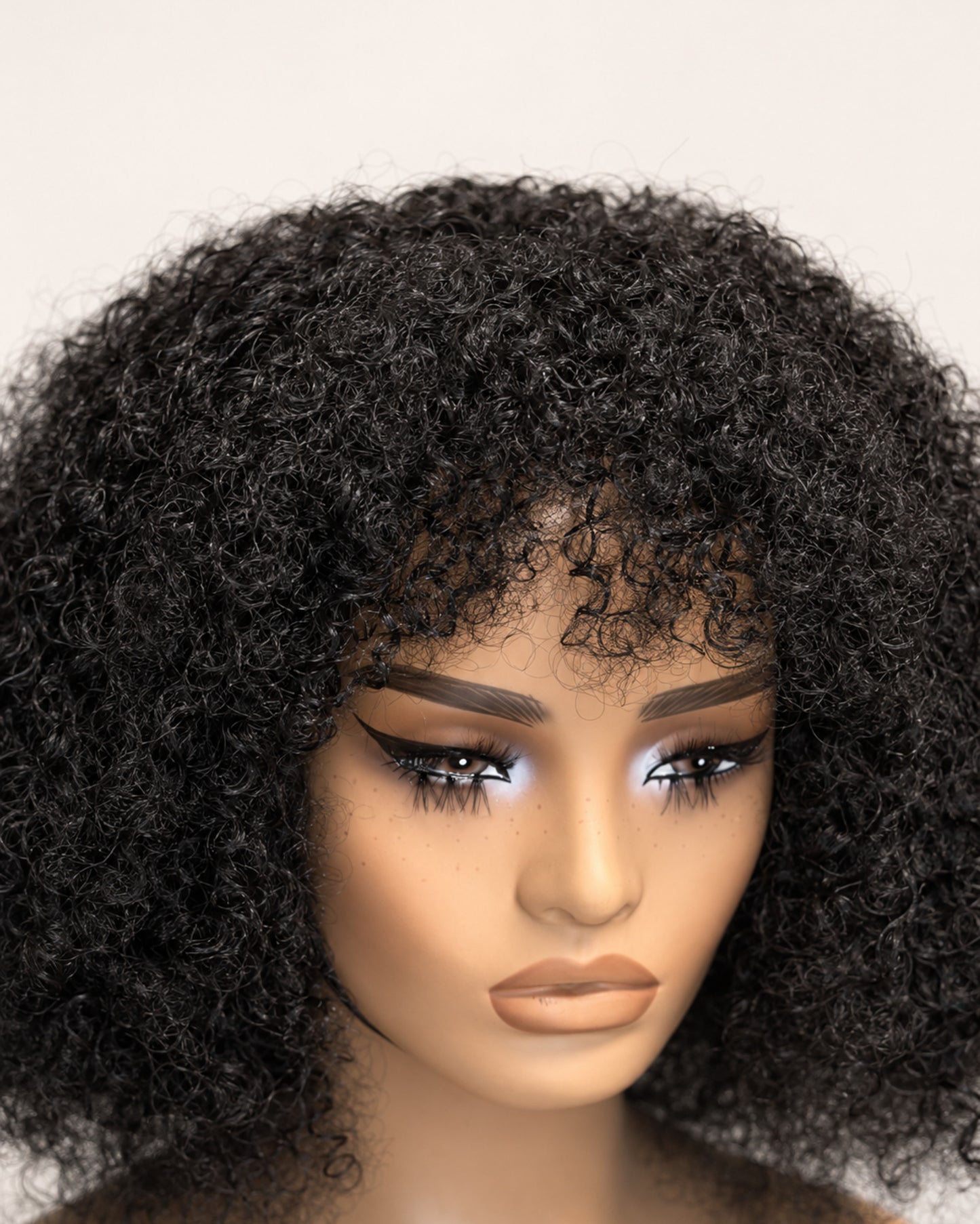 Zuri Afro Kinky Curly Human Hair Wig With Bangs | No-Lace Glueless Afro Wig