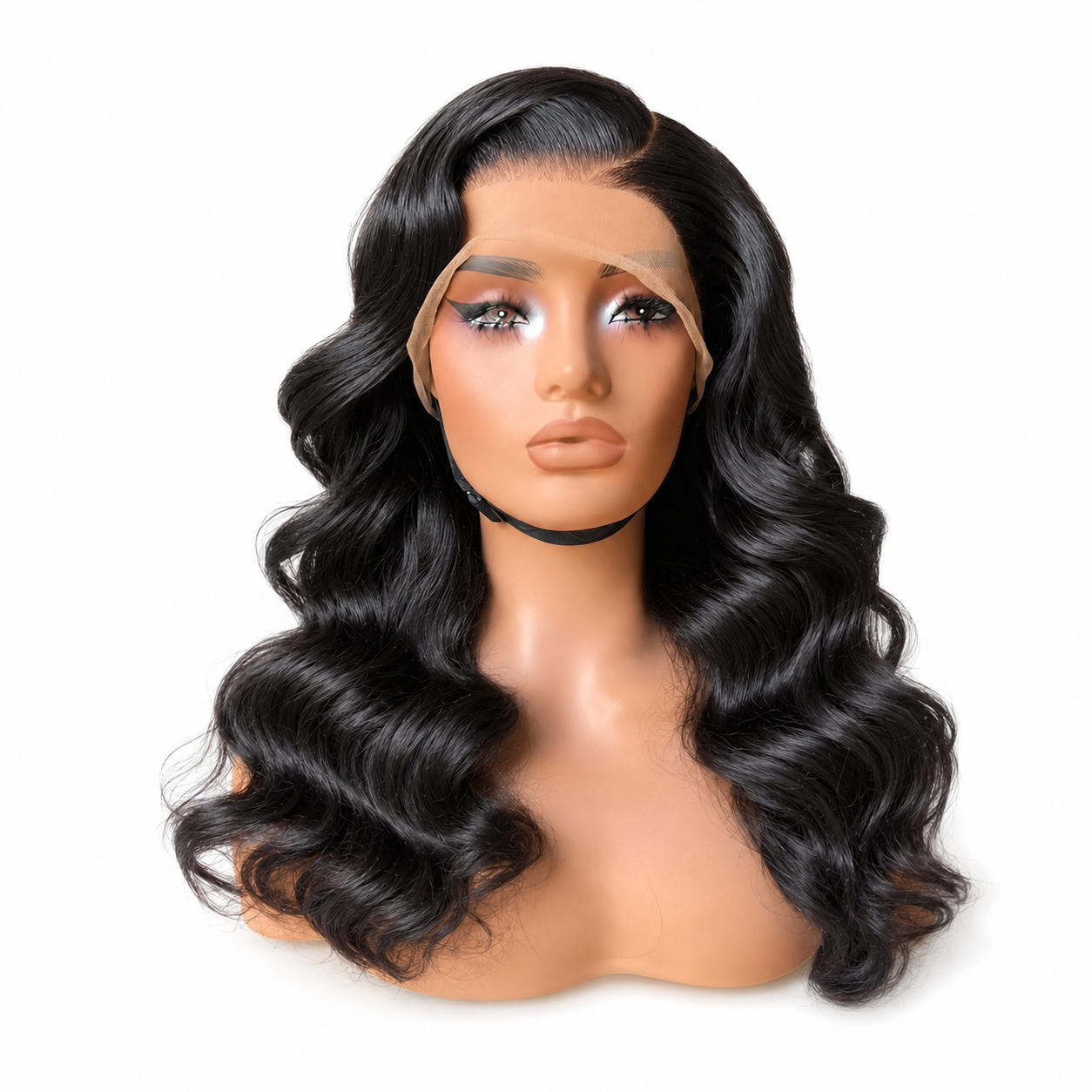 20” Candy curls Black Body Wave Lace Front Human Hair Wig | All-Part Wavy Wig