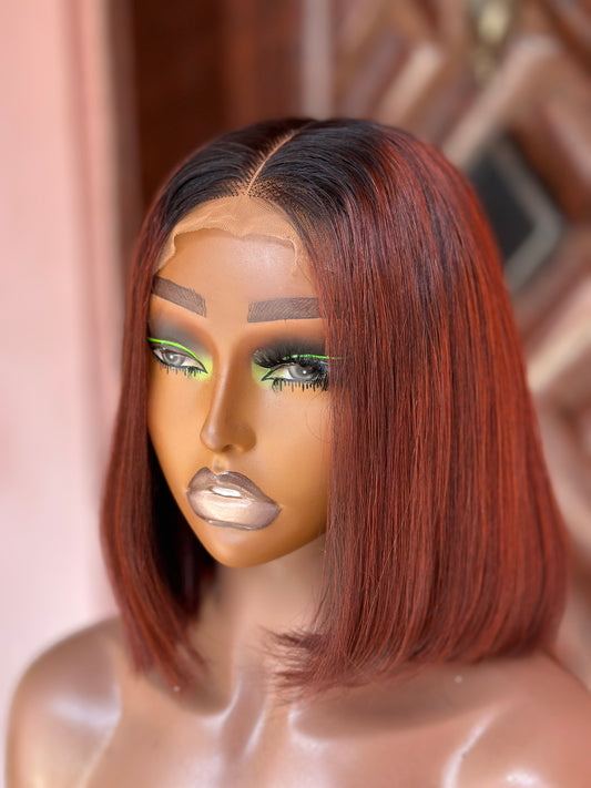 10” Auburn Bone Straight Bob wig