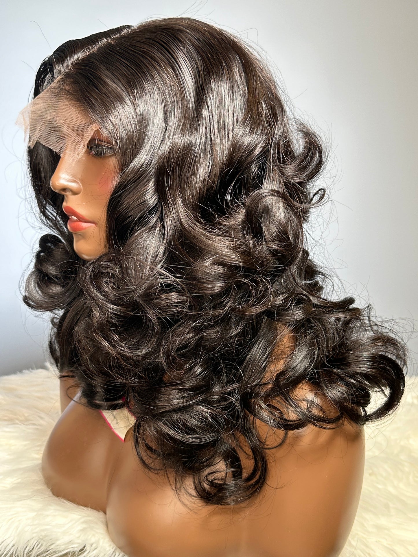 Wear & Go Designer Layered Curtain Bangs HD Lace 5*5 Super Double Drawn Bouncy Curly wig