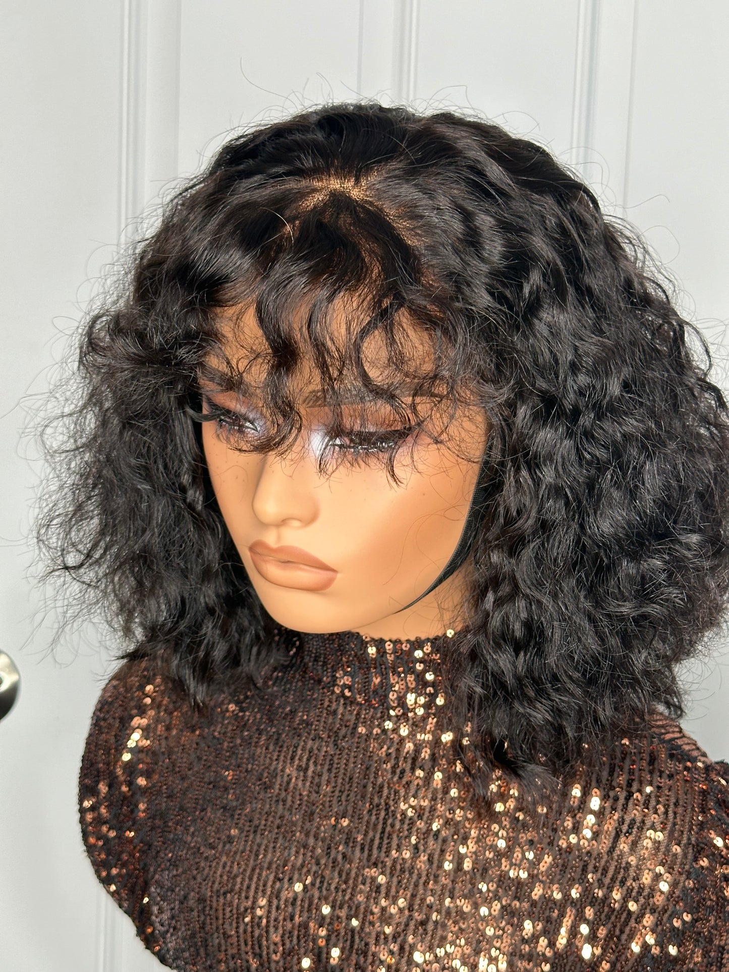 5*5 Lace closure Fringe Natural curls wig