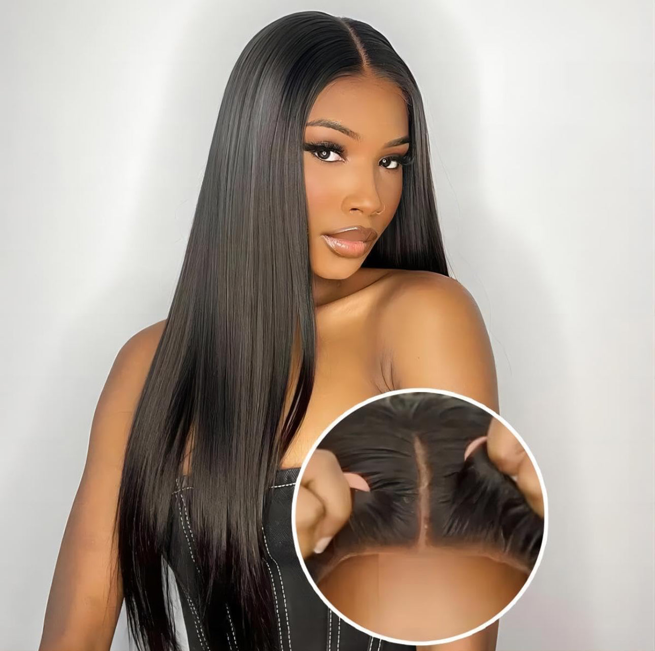 26” Super Sleeky Straight Glueless 4*4 wig