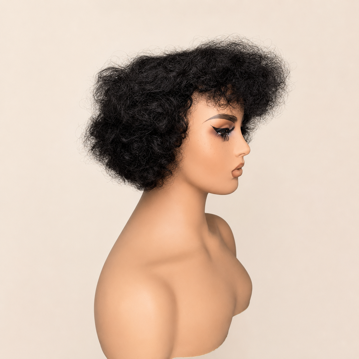 Ayana Short Curly Human Hair Wig With Bangs