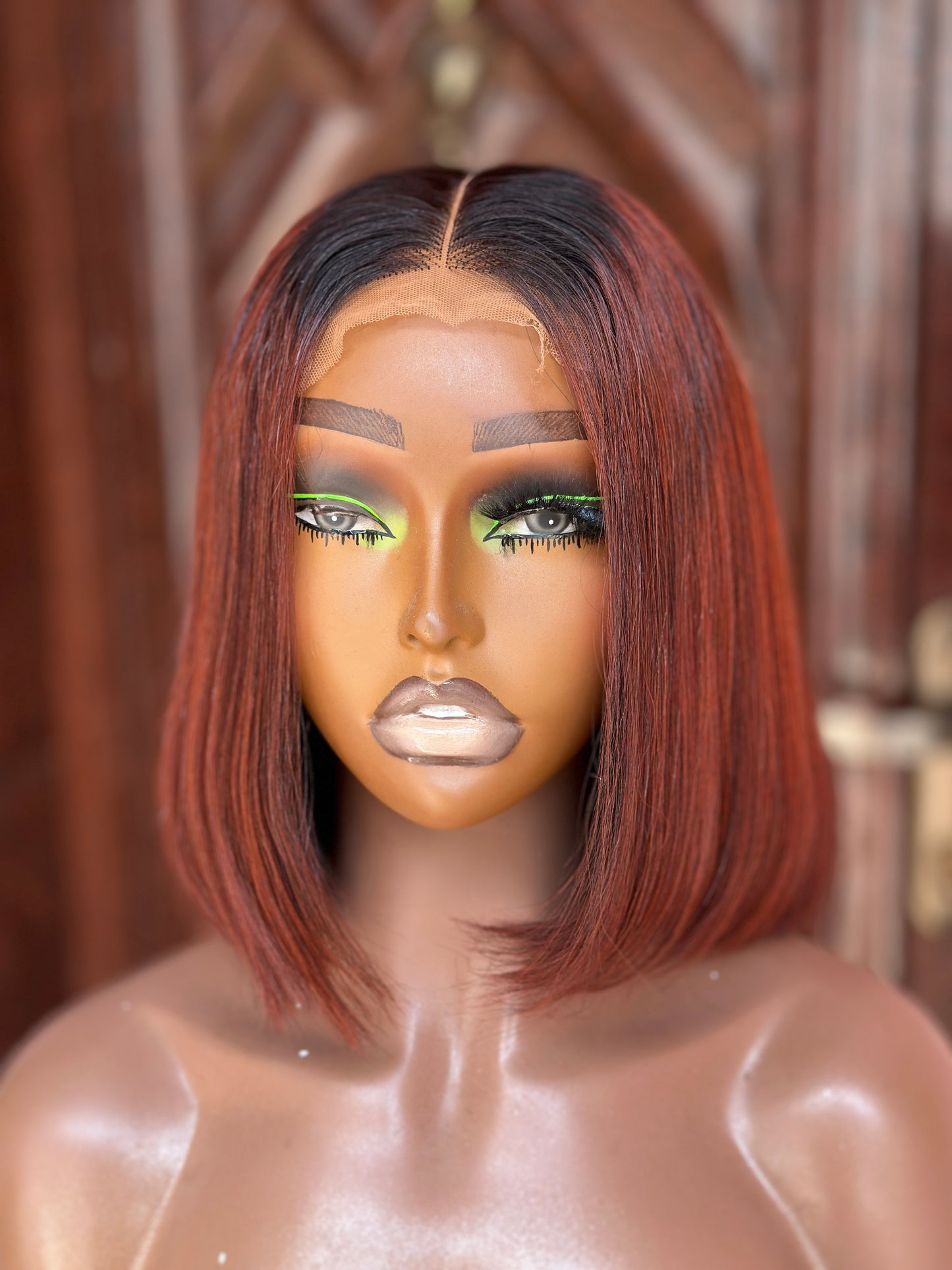 10” Auburn Bone Straight Bob wig