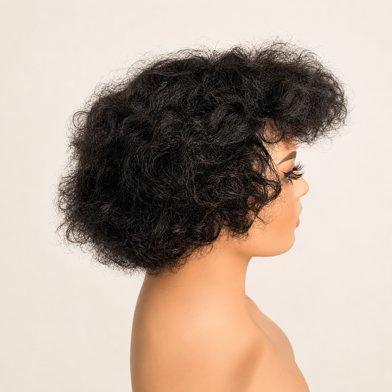Ayana Short Curly Human Hair Wig With Bangs