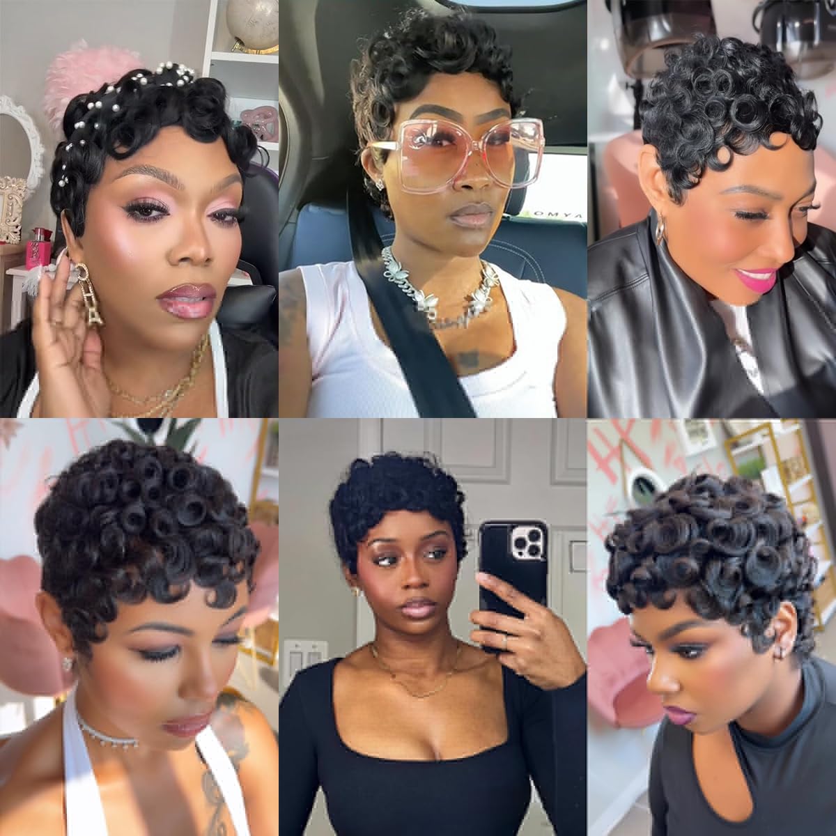 Short Pixie Cut Wig for Women Human Hair Curly Wave Pixie Wigs for Black Women None Lace Front Glueless Wig for Daily Use,Short Wigs for Women Human Hair (Black) Curly Pixie Cut Wig – Soft Defined Curls | Glueless & Beginner-Friendly