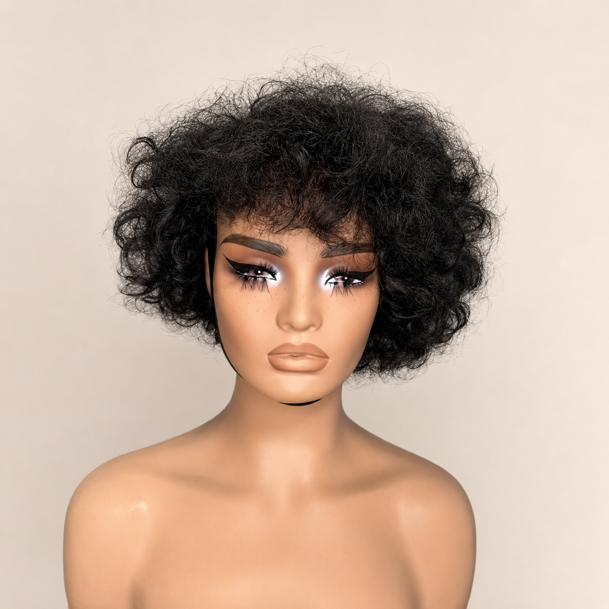 Ayana Short Curly Human Hair Wig With Bangs