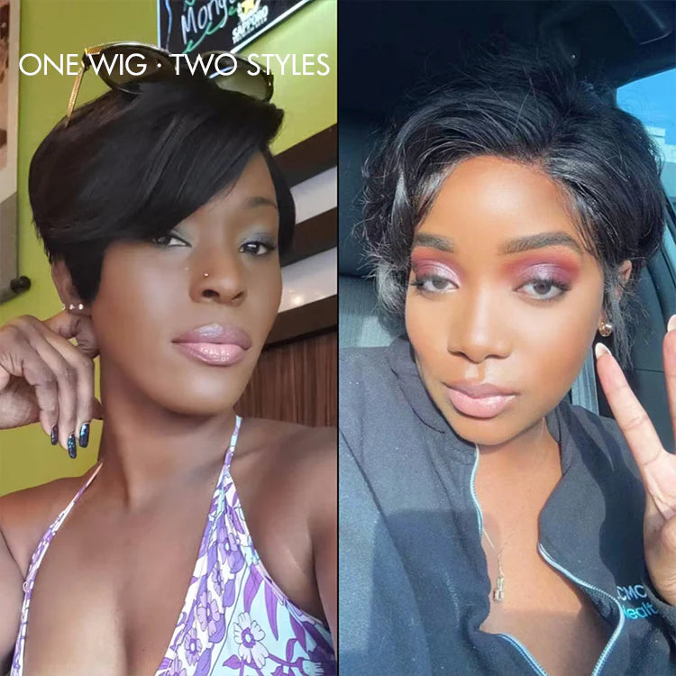 1 SEC INSTALL WIG | ELEGANT BOSS VIBE SHORT PIXIE CUT NATURAL BLACK GLUELESS MINIMALIST HD CLOSURE WIG READY TO GO