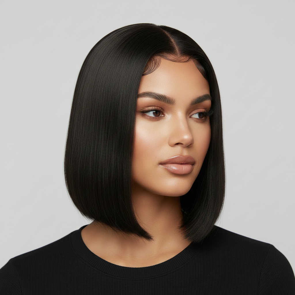 5*5 C Part Super Double Drawn Bone Straight Bob Wig