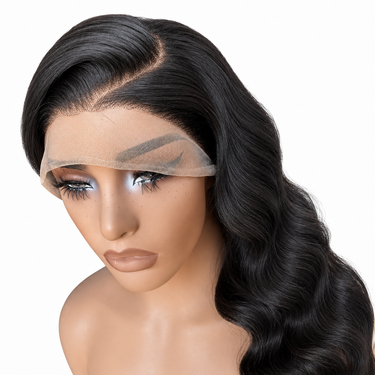 20” Candy curls Black Body Wave Lace Front Human Hair Wig | All-Part Wavy Wig