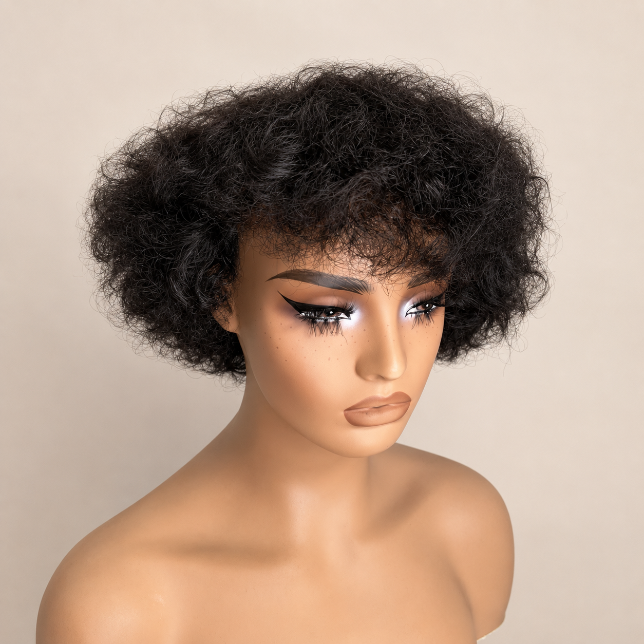 Ayana Short Curly Human Hair Wig With Bangs