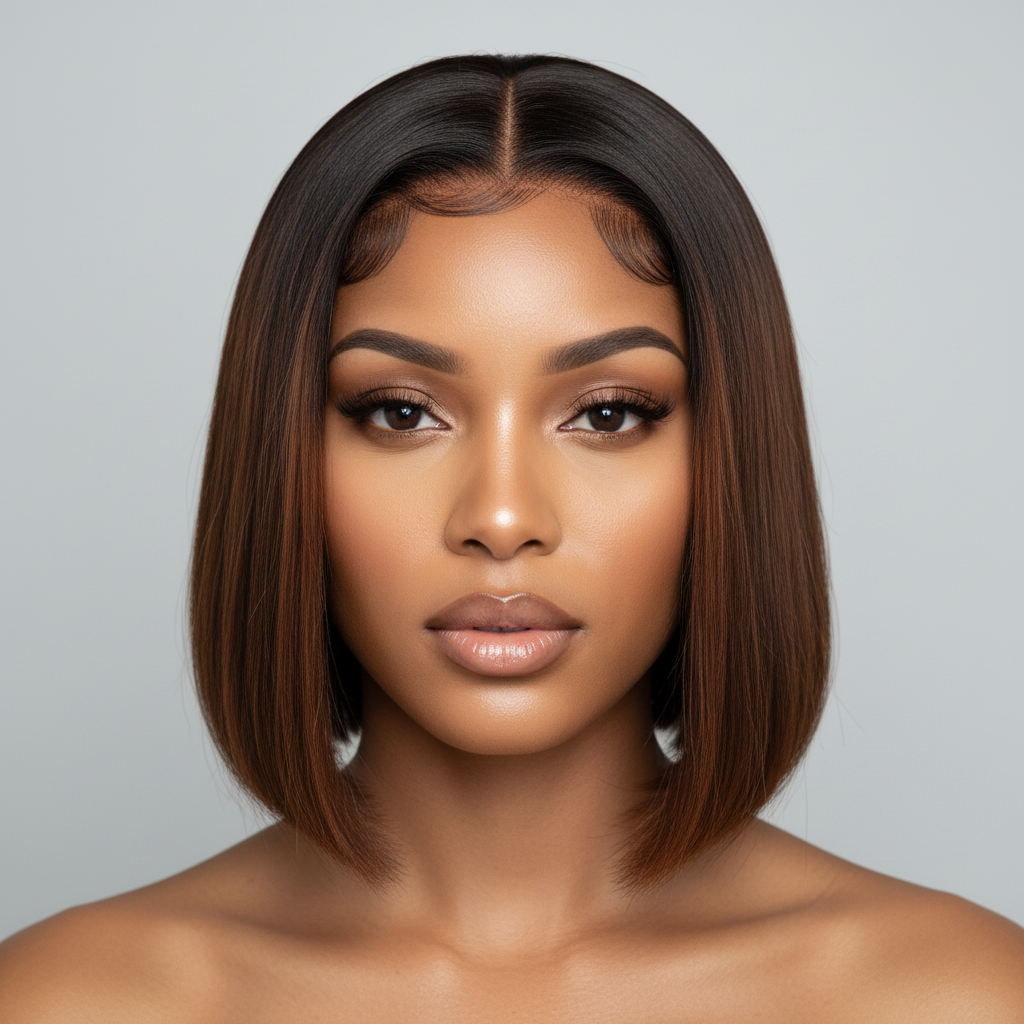 5*5 C Part Highlight Brown Super Double Drawn Bob wig