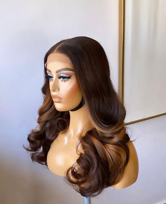 Renee Banks 18” 250g highlight 5*5 closure wig!