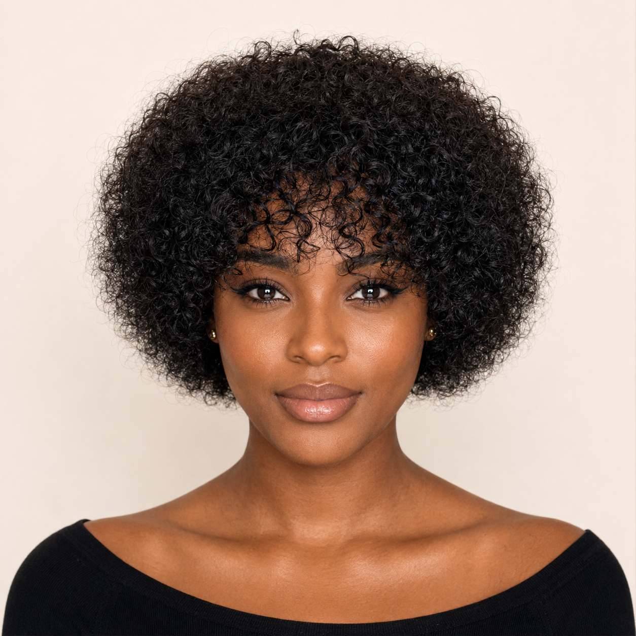 Nia Wear & Go Short Curly Bob Wig with Bangs