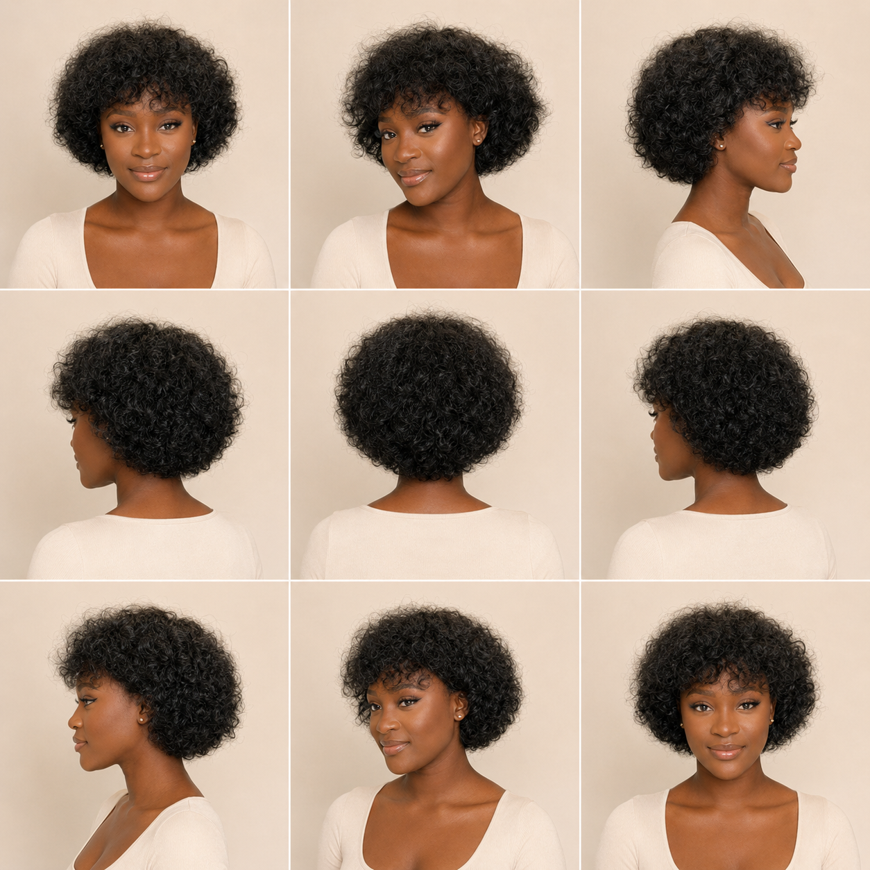 Ayana Short Curly Human Hair Wig With Bangs