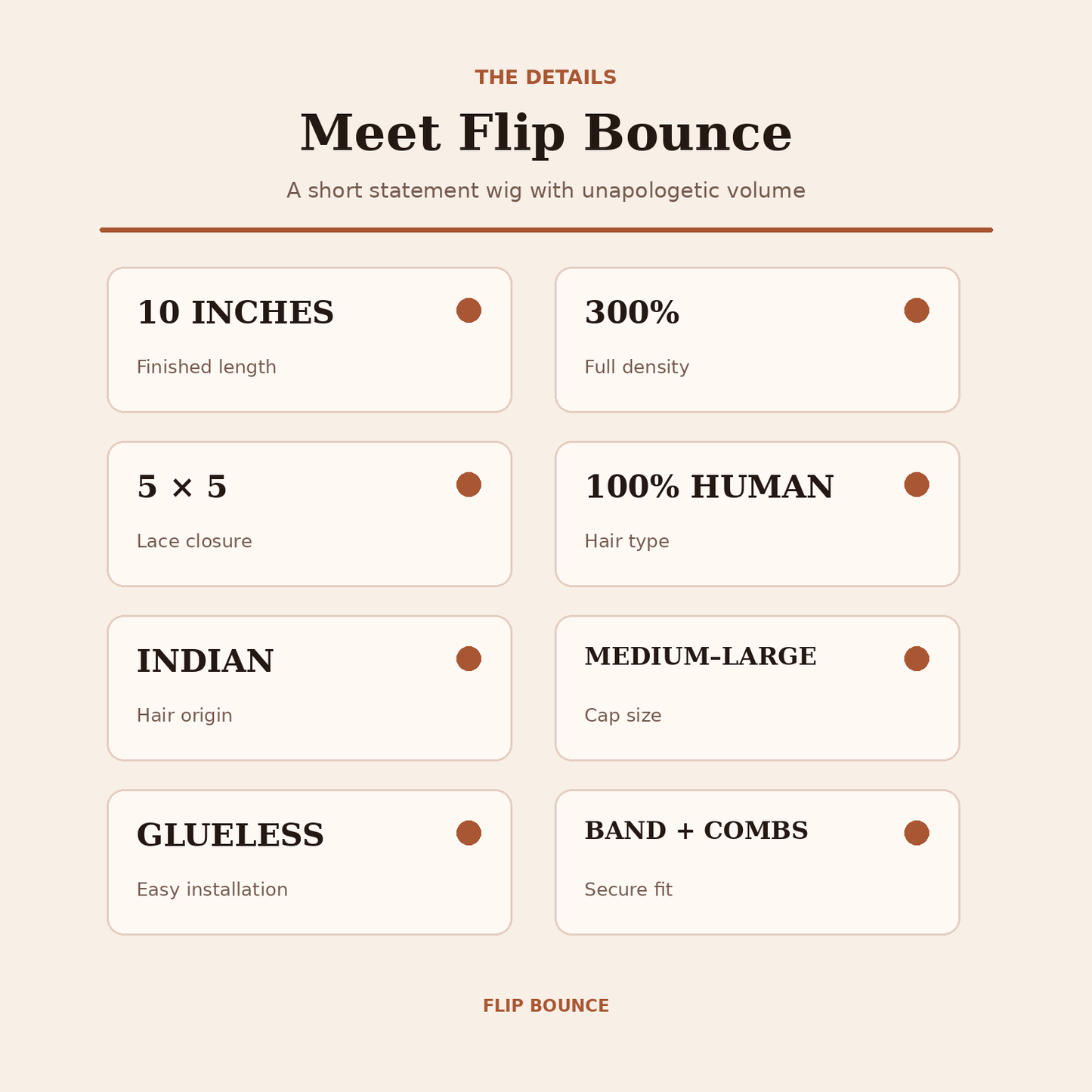 Flip Bounce 10-Inch 5x5 Closure Wig | 300% Density Indian Hair