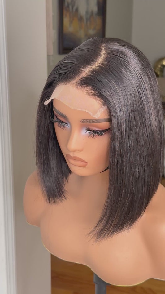 5*5 C Part Super Double Drawn Bone Straight Bob Wig