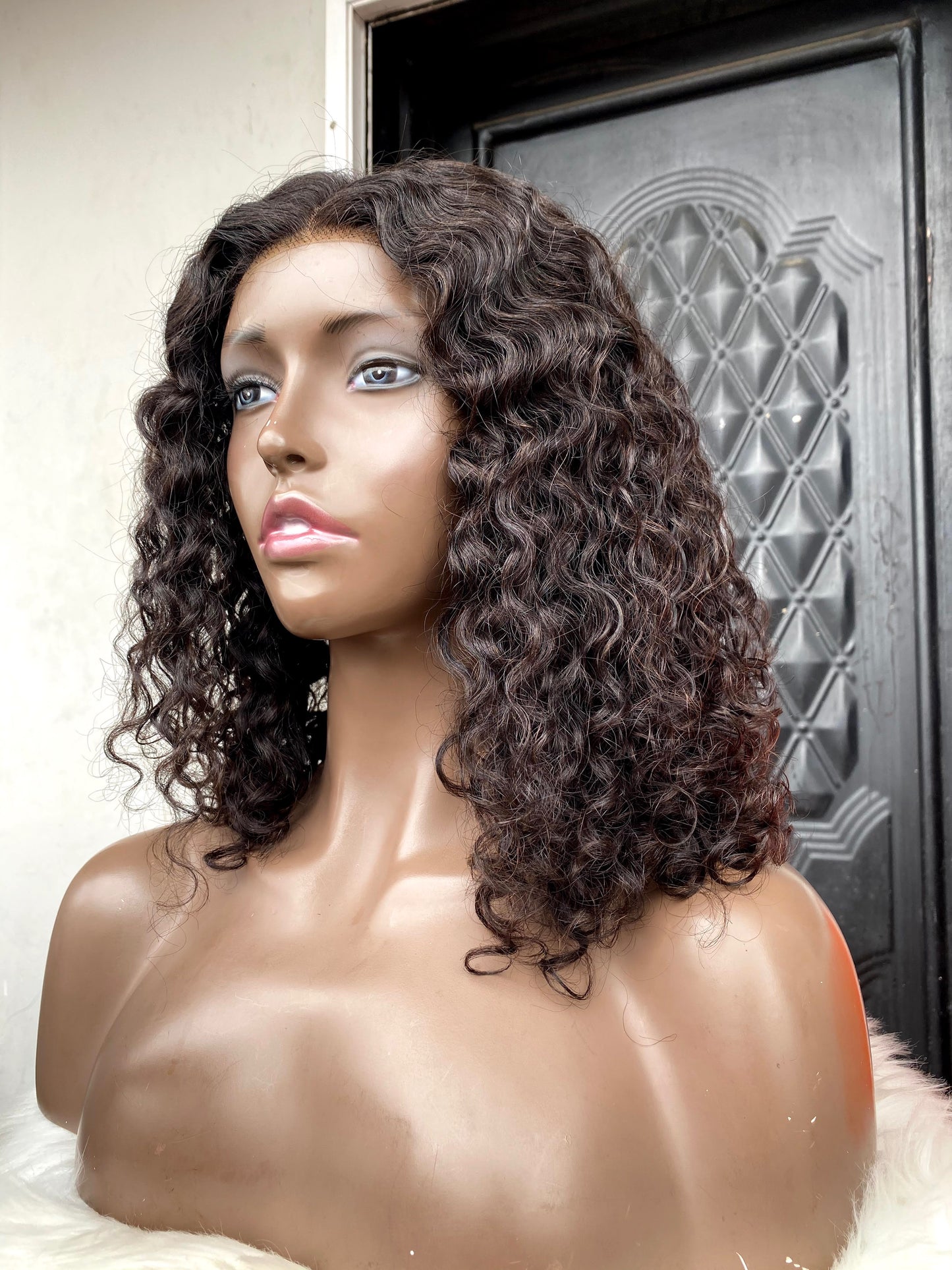 Soft water curls 14” closure wig