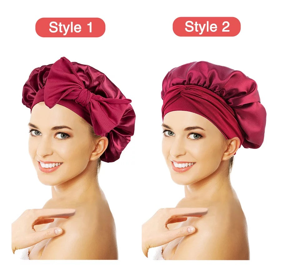 Wide Band Large Satin Bonnet Sleeping Cap Women African Pattern Ankara Print Hat Adjustable Night Sleep Cap Soft Headcover